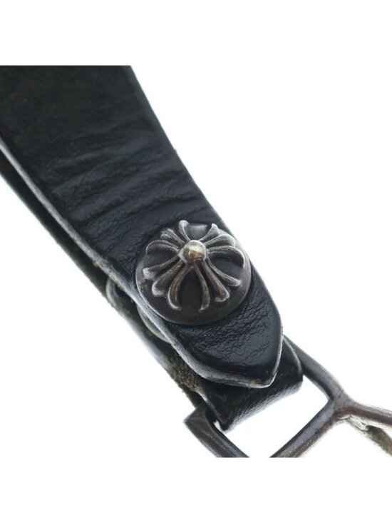 Chrome Hearts Belt Loop Cross Ball Button Leather Silver Black